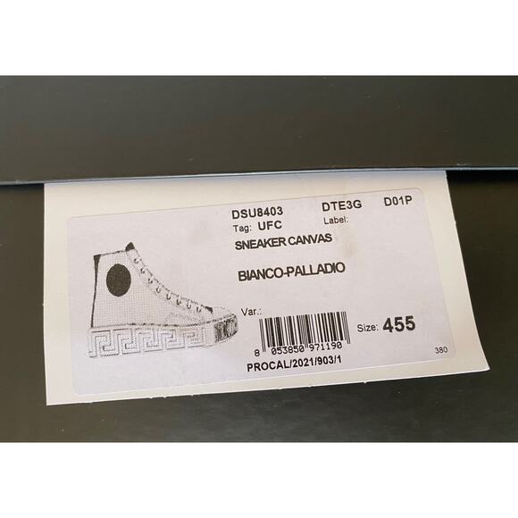 Versace White Palladium High-top Canvas Sneakers 12.5 US (45.5 Euro) DSU8403 - Picture 12 of 12